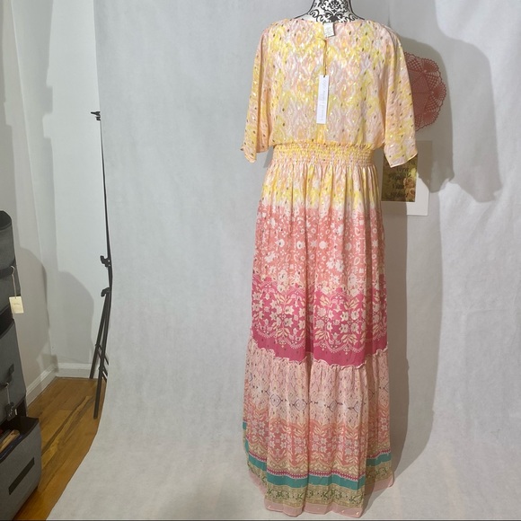 House of Harlow NWT Maxi Printed Dress Button Down Medium - Picture 7 of 15